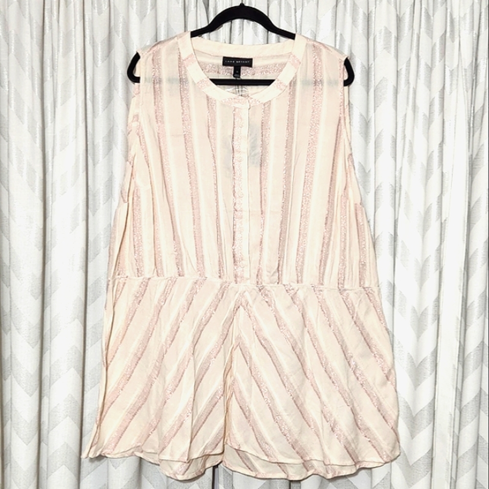 Lane Bryant Striped Sleeveless PeplumTop